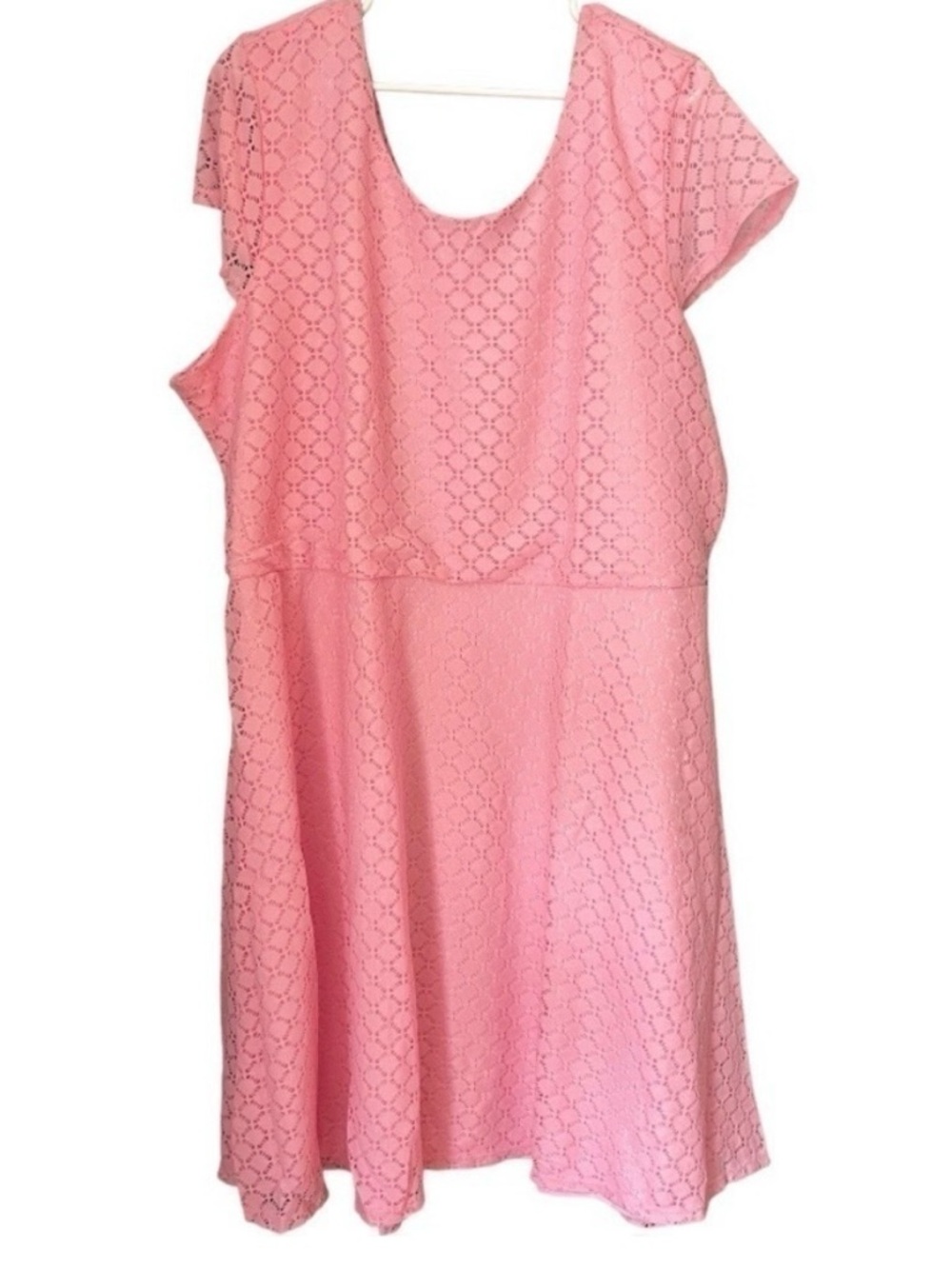 Salon Studio Fit & Flare Short Sleeve Skater MIDI Dress Pink